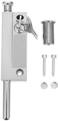 VILLCASE Schiebetür Schloss Fenster Lock Latch Lock Gehärtet Keyed Bolzen mit Frühling Schalter für Fenster Glas Terrasse Türen Hof Garten Silber TüRschließEr Ohne Bohren