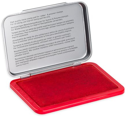 Trodat 9071M Imprint, Cuscinetto imbevuto di Inchiostro di Colore Rosso a base acqua, per Timbri Manuali, per Formati Medio-Piccoli, Misura 90 x 50 mm, Struttura in Metallo e Plastica