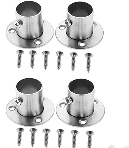 Hicello 4 pezzi di flange in acciaio inossidabile per armadio, tubazione, supporto e staffa, connessione tra tubi, porta abiti - 22mm