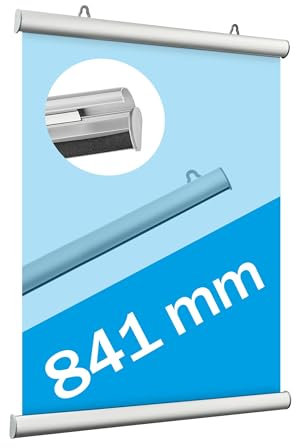 SPRINTIS Posterschiene aus Aluminium, Posterklemmschienen zum Aufklappen, mit Anti-Rutsch-Gummi (841 x 26 mm)