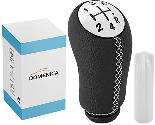 DOMENICA 5 Marce Pomello Leva Cambio Pelle Compatibile Renault Clio 3 Clio 4 Megane 2 Scenic 2 Laguna 2 Dacia Modus Kangoo (Bianco)