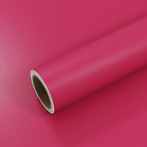 VEELIKE Papel Pintado Rosa Magenta Papel Autoadhesivo Pared Rojo Vintage Papel Adhesivo para Muebles Papel Tapiz Impermeable para Cocina Papel de Pared Decorativo Salon Habitacion Armarios 40cm×300cm