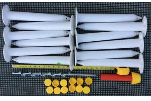 Ground Socket and Cap Kit for Pocket Fences Includes Install Tool and Auger (12 Sleeves and 12 Caps)
