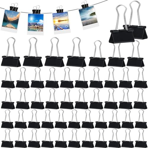 115 Stück Foldback Klammern Metall, Büroklammern Schwarz 15mm,19mm,25mm,32mm,40mm Paper Clips für Büro, Schule