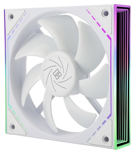 Thermalright TL-M12W - Ventola di raffreddamento per CPU ARGB da 120 mm, ventola con effetto luce a specchio ARGB, ventola silenziosa PC-PWM con velocità di 1500 giri/min, raffreddamento CPU bianco,