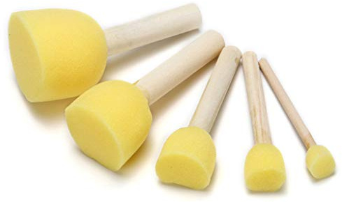 Lot de 5 pinceaux éponge en mousse avec manche en bois pour enfants débutants grands pinceaux pour peinture acrylique