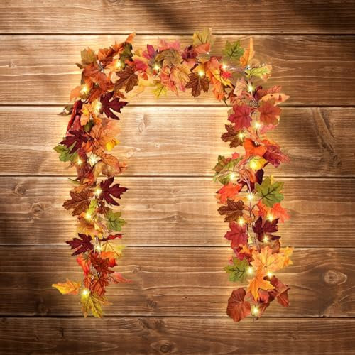 ACAREY Herbstdeko Lichterkette Herbstblätter Lichterkette Herbst Deko Girlande mit 50 LEDs, 8 Modi, Herbstgirlande Herbstdeko Hängend LED Lichterketten mit Timer Für Innen Draußen