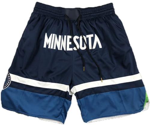 Short de Basketball Timberwolves for Hommes, Pantalon de Sport Respirant à Haute élasticité, Short d'entraînement de Basketball, séchage Rapide avec Poches(A,S)
