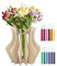 Huiguli Wooden Puzzle Vase With 12 Pcs Watercolour Pencils, 3D Flowers Vase for Crafting, Display for Roses Sunflowers Tulips Bouquet