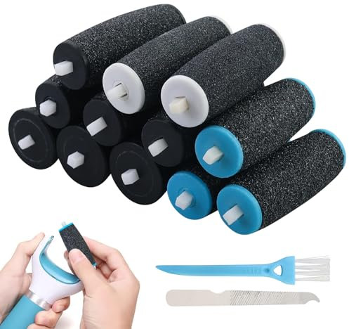 12 Piezas Rodillo Recambio Compatible con Scholl Velvet Smooth Lima Electrico Pies, 3 Tipos de Rugosidad, Set Pedicura Quita Durezas y Callos (2 Formas)
