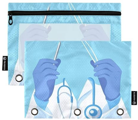 Doctors Day skalpell pärm fickor plast pennfodral för 3 ringar pärmar fodral med vattentät för undersökning kontor dokumentorganisatör
