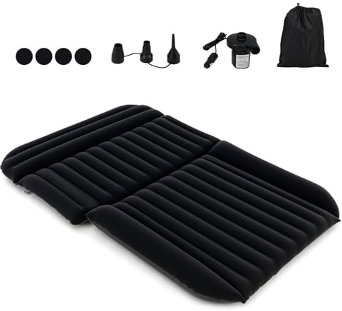 SOARS Matelas Voiture Gonflable, Lit Gonflable pour Voiture 190 X 130 X 15 CM, avec Pompe, 3 Buses, Sac de Transport, Matelas Gonflable pour Siège Arrière du SUV, Camion, Camping, Maison (Noir)