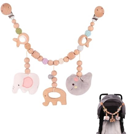 Jlnmmn Baby Stroller Pendant Chain Stroller Chain Stroller Chain Wooden Hanging Stroller Chain for Boys Girls