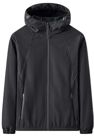 Generisch Veste softshell légère et respirante pour homme - Veste de sport d'extérieur - Veste de randonnée - Veste de voyage coupe-vent - Veste de loisirs, Noir , 4XL