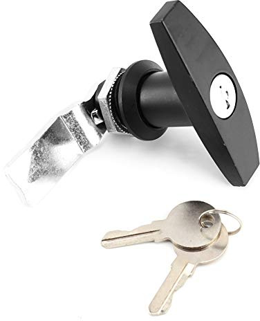 T Handle Lock Rear Fixing T Shape Lock Truck T Lock Tool Box Garage Door Lock with Keys Replacement for Trailer Caravan Canopy(Black)