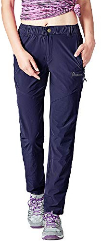 YSENTO Womens Walking Trousers - Waterproof Outdoor Summer Lightweight Hiking Climbing Pants with Zip Pockets(Dark Blue,L)