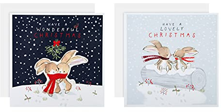 Hallmark - Lot de 16 cartes de Noël caritatives en 2 motifs mignons illustrés