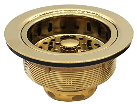 Westbrass R214-01 3-1/2-Inch Large Post Style Kitchen Sink Basket Strainer, Polished Brass