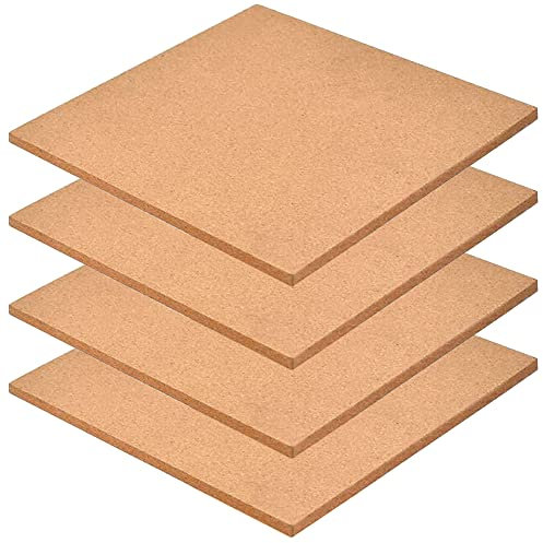 Quadratische Korkplatten, 4 Stücke Selbstklebender Kork, DIY Korkwand, Selbstklebende Kork Pinnwand für Foto Hängen, Bulletin Tafeln Heimdekoration und Büro Memoranduma (30x30x0.6cm)