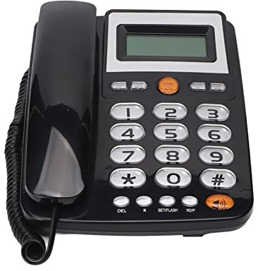 Stor Knapp med Sladd, Fast Fast Telefon med Sladd LCD Justerbar Ljusstyrka Fast Fast Telefon med Sladd med Stor Knapp