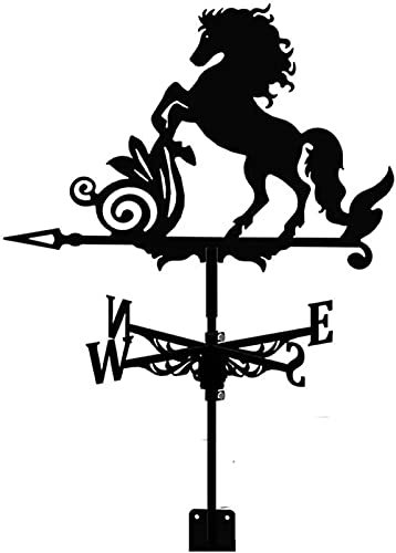 Wetterfahne mit Pferdemuster-Ornament 76,2 cm Metall-Wetterfahnen mit Windrichtungsanzeige, Outdoor-Gartenpfahl, Metallhalterung, Wetterfahne (Pferd)