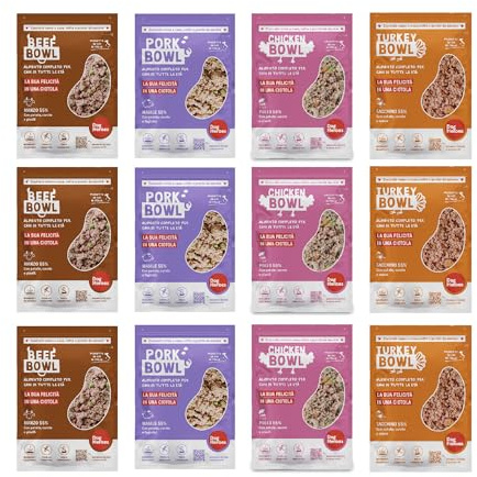 Dog Heroes Cibo Umido Congelato per Cani Maiale + Manzo + Pollo + Tacchino (55%) | Monoproteico | Senza cereali | 100% naturale | Preparato in Italia | Multipack 12x320g