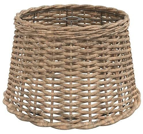vidaXL Lampenschirm, Deckenlampenschirm für Wohnzimmer Schlafzimmer Esszimmer, Hängelampenschirm mit 1 lackierter Eisenfassung, Deckenlampe Schirm Tischlampe Schirm, Braun Korbweide
