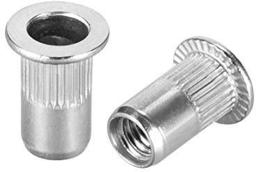 TA-VIGOR 10Pcs M5 Rivet Nuts, 304 Stainless Steel Knurled Flat Head Threaded Insert Nut Silver for Automotive Furniture