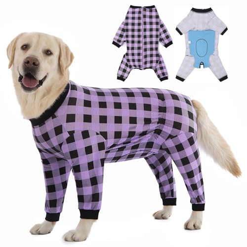 Dog Recovery Suit Full-Zipper After Post-Surgery Large Medium Dogs, Dog Bodysuit for Prevent Licking& Chewing Wounds Onesies Cone Alternative (Purple, X-Large)