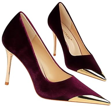 Tacco A Spillo A Punta Décolleté Donna Comode Classico Ritaglio Heels Chiuse Davanti Scarpa 10cm da Matrimonio Ufficio Pumps (Nero,37)