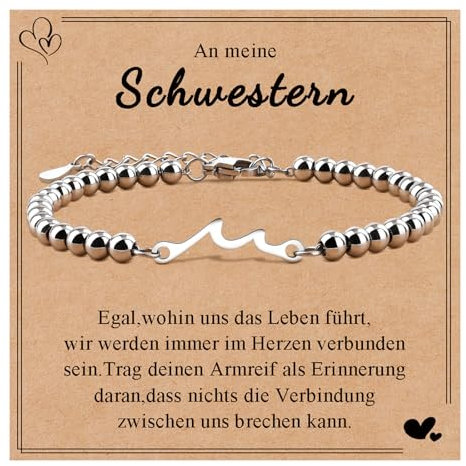 SUNSH Schwestern Armband,Schwestern Geschenk,Welle Armband,Freundschaftsarmband Für Große Entfernungen,Schwestern Freundschaft Geschenke,Für Schwester, Beste Freundin, Bff, Frau Geschenke