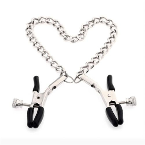 Nipple Clamps with Chain Necklace - 1Pcs Nipple Clasp for Women and Men Adjustable Pressure Breast Clamps Couple Flirting Toys Nipple Jewelry Non Piercing Nipple Clips Fashion Accessories BDSM