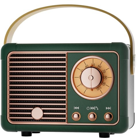 Caulikine Retro Bluetooth Speaker Gifts for Men Vintage Portable Speaker Retro Decor Birthday for Women Her Him Girls Teenage Boy Friends Old Fashioned Style Small for Home Decor(Green)