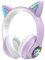 Woukksy Auriculares Bluetooth para Niños, Plegables Oreja de Gato LED Auriculares Inalámbricos para Niña con Micrófono, con Limitador de Volumen de 85 dB para la Escuela/Viajes