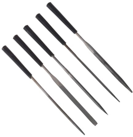 HOUDERCO 5pcs Wood File Set 140x3mm with Comfortable Soft Grip Handles for Woodworking Carpentry Hand Tools