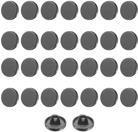 QUARKZMAN Botones Metálicos Redondos Planos, 30Pcs 16L 10mm Bontones de Aleación, Reemplazo para Trajes, Abrigos de Lana, Camisas y Pantalones, Manualidades de Costura, Negro