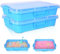2 Stück Sandkasten mit Deckel, Sandbox Kunststoff und Griff, 34×25×7,5cm, Tragbare Sensory Bin für Wasser Sand Perlen Spielzeug, Indoor & Outdoor Aktivitäten Blau