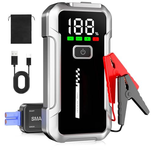 YDBAO Avviatore Batteria Auto 6000A Avviatore di Emergenza per Auto/Moto (Fino a 8.0L Benzina o 6.0L Diesel) 12V Jump Starter Portatile con Torcia a LED Uscita USB Rapida