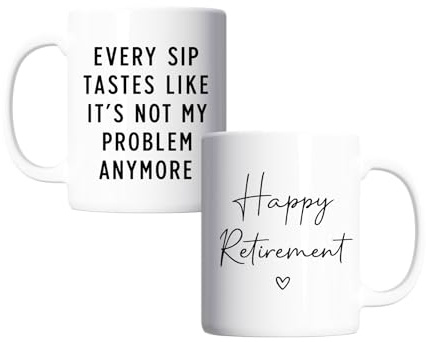 Retirement Gifts for Women & Men – Funny Coffee Mug for Mum, Dad, Friends, Colleagues, Teachers & Boss – Goodbye Farewell Leaving Present, Not My Problem Anymore Cup