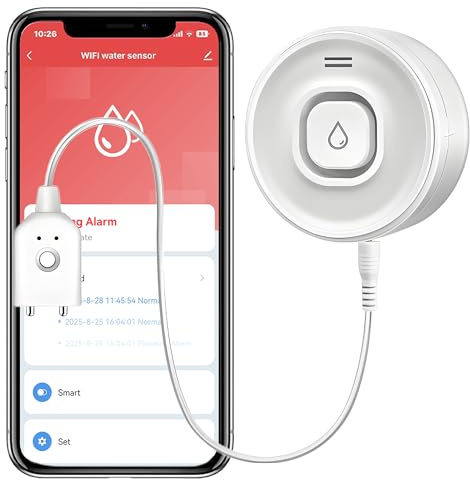 Smart Water Leak Detector: WiFi Water Sensor with APP Push Notifications and Sound Alarm, Water Leakage and Low Water Level Monitoring, Compatible with Alexa, Google Home, Suit for Basement, Kitchen