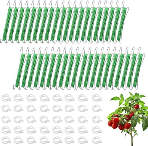 Ganchos para Tomateras,Prevenir Pellizcos en Ganchos de Tomate con Cuerda | 40 Unidades con 40 Pinzas Antideslizantes para Invernadero Urbano Y Balcón