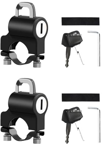 HUVZOR 2 jeux de Antivol Casque Moto, antivol moto Alliage D'aluminium Verrouillage de Casque Universel Cadenas de Sécurité, Avec 4 Clés