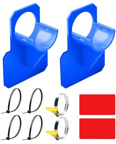 QinyOulhause 2 Piezas Soportes para Manguera de Piscina – Soporte de Tubo de Piscina en Plástico, Accesorios para Piscina para Tubos de 30-37 mm, Antidesgarro y Antitorcedura (Azul)