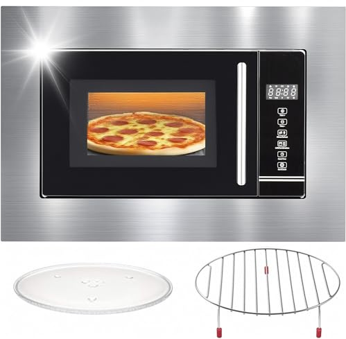 MoraRise 20L Built-in Microwave and Grill Combination | 800W Power, 5 Levels | Integrated Digital Touch Control Microwave Oven with Defrost, Auto-Cook & Child Lock | Stainless Steel (Sliver, 20L)