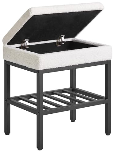 YMYNY Skobänk med sits, sittbänk med förvaringsutrymme, skoskåp med bänk, skohylla smal liten platsbesparande för entré, hall, vardagsrum, vit, HSC001W