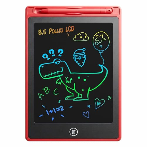 Meridiana - 4 Tavolette Grafiche LCD Multicolor 8,5 PolliciLCD, Digitale per Bambini con Magnete, Lavagna magnetica da parete, Lavagnetta Cancellabile con Pulsante di Cancellazione Bloccabile Rosso