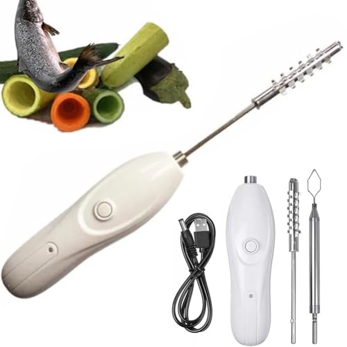 SaryEdge Macchina elettrica per raschiare e squamare, Strumento Portatile per snocciolare Frutta e Verdura con 2 testine di Taglio, Lama raschiante in Acciaio Inossidabile PE,