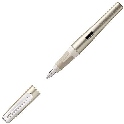 Pelikan 802758 Füllhalter Pelikano Up, Champagner, Feder M für Rechtshänder, inkl. Tintenpatrone