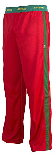 JL Sport Unisex Bandera del Brasil Verde Rojo Capoeira para Niños Jóvenes De Artes Marciales Elásticos Pantalones De Los Deportes De Los Pantalones - 9-10