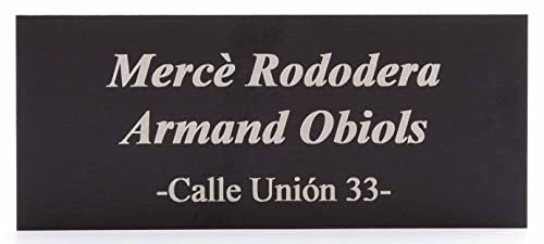 Placa para Buzón de aluminio negro y grabado blanco. Cinta autoadhesiva. Grosor 0,5mm y tamaño máximo 100x40mm